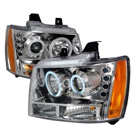 2007-2014 Chevy Avalanche Chrome CCFL Halo Projector Headlights - 4LHP-AVA07-KS