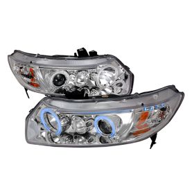 2006-2011 Honda Civic Chrome CCFL Halo Projector Headlights - 4LHP-CV062-KS