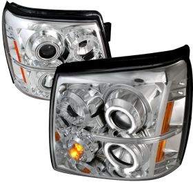 2002-2006 Cadillac Escalade Chrome CCFL Halo Projector Headlights - 4LHP-ECLD02-