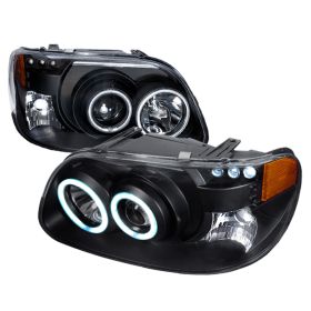 1995-2001 Ford Explorer Black CCFL Halo Projector Headlights - 4LHP-EPOR951PCJM-