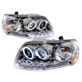 1997-2003 Ford F150 Chrome CCFL Halo Projector Headlights - 4LHP-F150971PC-KS