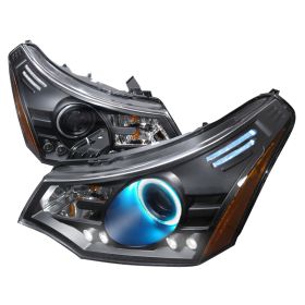 2008-2010 Ford Focus Black CCFL Halo Projector Headlights - 4LHP-FOC08JM-KS