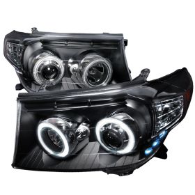 2008-2014 Toyota Land Crusier Black CCFL Halo Projector Headlights - 4LHP-LCR08J