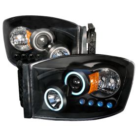 2006-2008 Dodge Ram Black CCFL Halo Projector Headlights - 4LHP-RAM06JM-KS