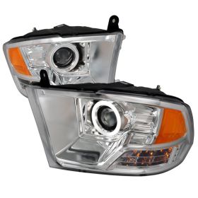 2009-2014 Dodge Ram Chrome CCFL Halo Projector Headlights - 4LHP-RAM09-KS