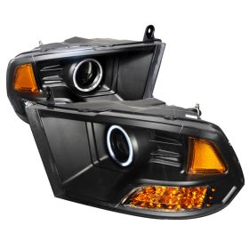 2009-2014 Dodge Ram 1500 Black CCFL Halo Projector Headlights - 4LHP-RAM09JM-KS