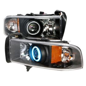 1994-2001 Dodge Ram 1500 Black CCFL Halo Projector Headlights - 4LHP-RAM94JM-KS