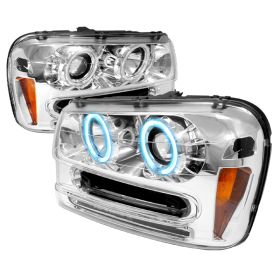 2002-2005 Chevy Trailblazer Chrome CCFL Halo Projector Headlights - 4LHP-TBLZ02-