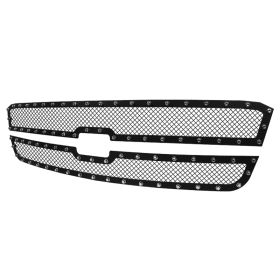 2003-2006 Chevrolet Avalanche Steel/Black Rivet Front Grille Insert  - HBG-SIV0315BKSS2P-YH