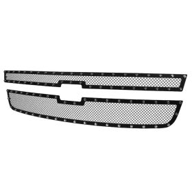2005-2007 Chevrolet Silverado 1500 Steel/Black Rivet Front Grille Insert  - HBG-SIV0615BKSS2P-YH