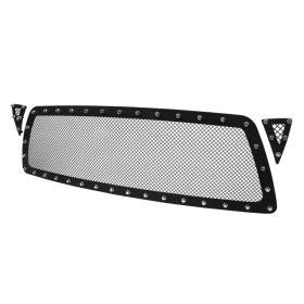 2005-2010 Toyota Tacoma Steel/Black Rivet 3PC Front Grille Insert  - HBG-TAC05BKSS-YH