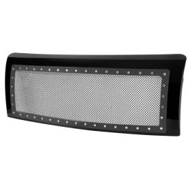 2009-2014 Ford F-150 Gloss Black Mesh Rivet Front Grille  - HG-F15009JMSS-HJ