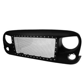 2007-2016 Jeep Wrangler Grille Matte Black - SDT-HG-WRG07BB-G4-KL