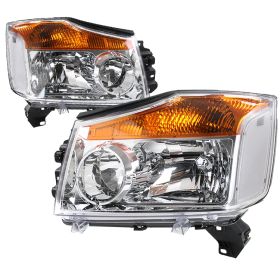 2008-2014 Nissan Titan Chrome Euro Headlights-LH-TIT08-RS