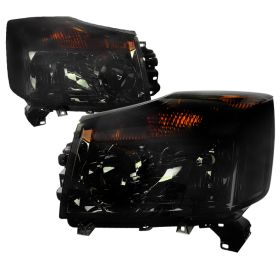 2008-2014 Nissan Titan Smoke Euro Headlights-LH-TIT08G-RS