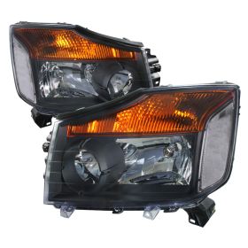 2008-2014 Nissan Titan Black Euro Headlights-LH-TIT08JM-RS