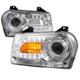 2005-2010 Chrysler 300 V6 Base Chrome Projector Headlights - LHP-30005-V2-TM