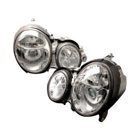 2000-2002 Mercedes W210 Chrome Halo Projector Headlights - LHP-BW21000-KS