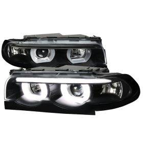 1995-2001 BMW E38 7-Series Black Halo Projector Headlights - LHP-E3895JM-TM