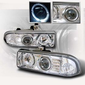 1998-2004 Chevy S10 Chrome Halo Projector Headlights - LHP-S1098-KS