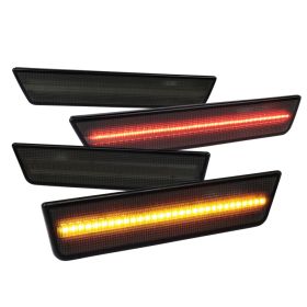 2008-2014 Dodge Challenger Smoke LED Front + Rear Side Marker Light  - LSM-CHA08GLED4P-VS