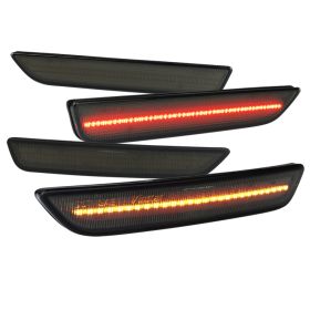 2010-2014 Ford Mustang Smoke Side Marker Light 4PC Front + Rear - LSM-MST10GLED4P-VS