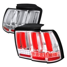 1999-2004 Ford Mustang LED Sequential Tail Lights Chrome - SDT-LT-MST99CLED-SQ-TM