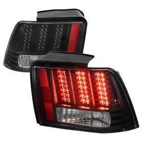 1999-2004 Ford Mustang LED Sequential Tail Lights Black - SDT-LT-MST99JMLED-SQ-RS