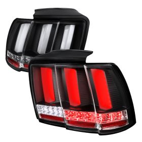 1999-2004 Ford Mustang LED Sequential Tail Lights Black - SDT-LT-MST99JMLED-SQ-TM