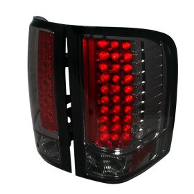 2007-2011 Chevy Silverado Smoke LED Tail Lights-LT-SIV07GLED-KS