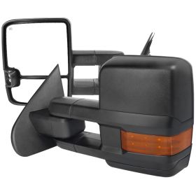 2014-2016 Chevrolet Silverado 1500 Textured Black Power + Heated w/Amber Signal Towing Mirrors  - RMX-SIV14G3HP-TS-FS