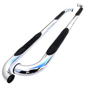 2000-2004 Dodge Dakota Stainless Finish 3" Round Side Step Bar  - SSB3-DAK00QCS2-WB