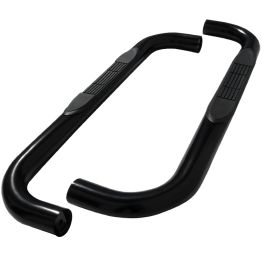 2002-2009 Chevrolet Silverado 1500 Standard Cab Black 3" Round Side Step Bar  - SSB3-SIV99RCBK-WB