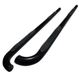 2001-2004 Toyota Tacoma Double Cab Black 3" Round Side Step Bar  - SSB3-TAC01DCBK-WB