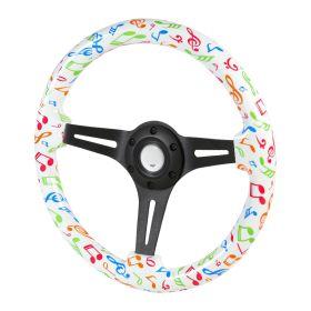 350mm Steering Wheel With Graphic Black Spoke Music Note - SW-1055-BK-YF