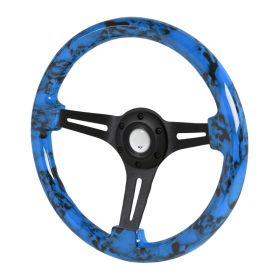 350mm Steering Wheel With Graphic Black Spoke Blue Skeleton - SW-1432-BK-LSDKL