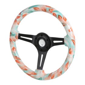 350mm Steering Wheel With Graphic Black Spoke Green/red Flower - SW-H543-1-BK-YM