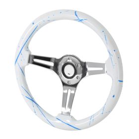 350mm Steering Wheel With Graphic Chrome Spoke-white Splash OF Color - SW-WT-BLP