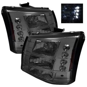 2003-2006 Chevy Silverado 1500/2500/3500 Smoke Crystal Glass Headlights - 333-CS