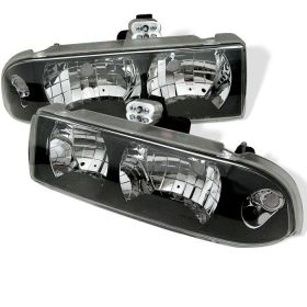 1998-2004 Chevy S10 Black Crystal Headlights - 333-CS1098-BK