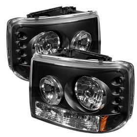 1999-2002 Chevy Silverado 1500/2500 Black Crystal Headlights - 333-CS99-1PC-AM-B