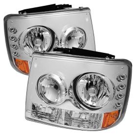 1999-2002 Chevy Silverado 1500/2500 Chrome Crystal Headlights - 333-CS99-1PC-AM-