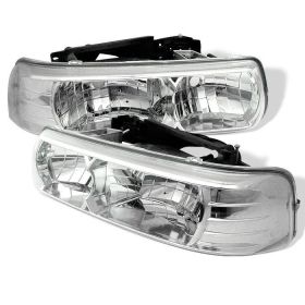 1999-2002 Chevy Silverado 1500/2500 Chrome Crystal Headlights - 333-CSIL99-C