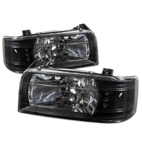 1992-1996 Ford F150 Black Crystal Headlights - 333-FB92-1PC-BK