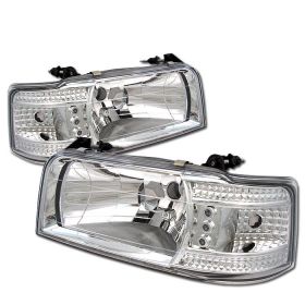 1992-1996 Ford F150 Chrome Crystal Headlights - 333-FB92-1PC-C