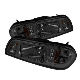 1987-1993 Ford Mustang Smoke Crystal LED Headlights - 333-FM87-1PC-LED-SM