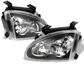 1993-1997 Honda Del Sol Black Crystal Headlights - 333-HD93-BK
