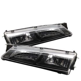 1997-1998 Nissan 240SX Black Crystal Headlights - 333-N294-BK