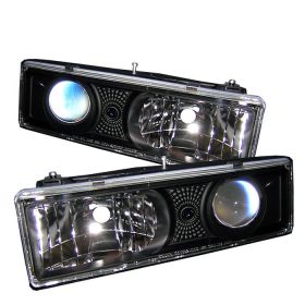 1988-1989 Chevy C/K 1500/2500/3500 Black Projector Headlights - 444-CCK88-BK
