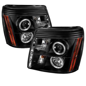 2002-2006 Cadillac Escalade Black Halo + LED DRL Projector Headlights - 444-CE02